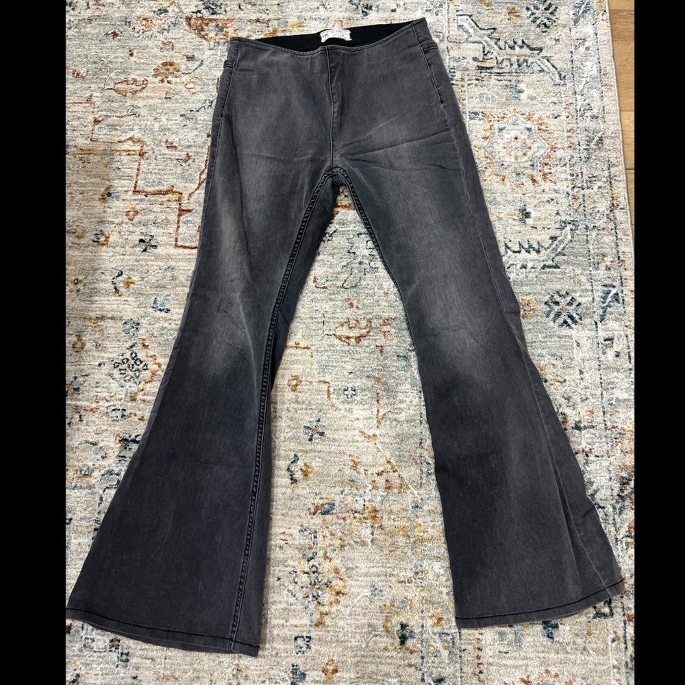 Free People Charcoal denim flare jeans